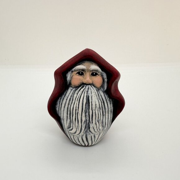Vintage Handmade Ceramic Santa Head Wizard Folk Art Hood Walnut Ridge Christmas - Picture 1 of 6